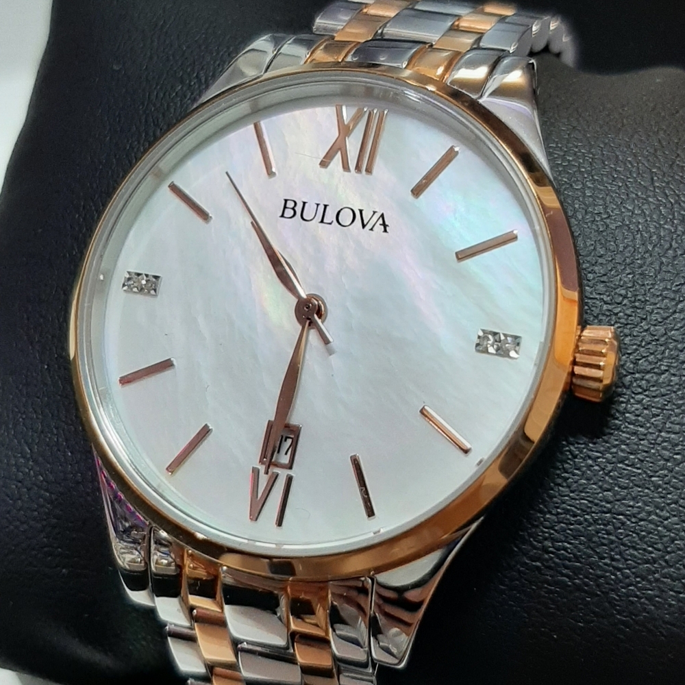 Like New Ladies Bulova Two Tone With Diamond
